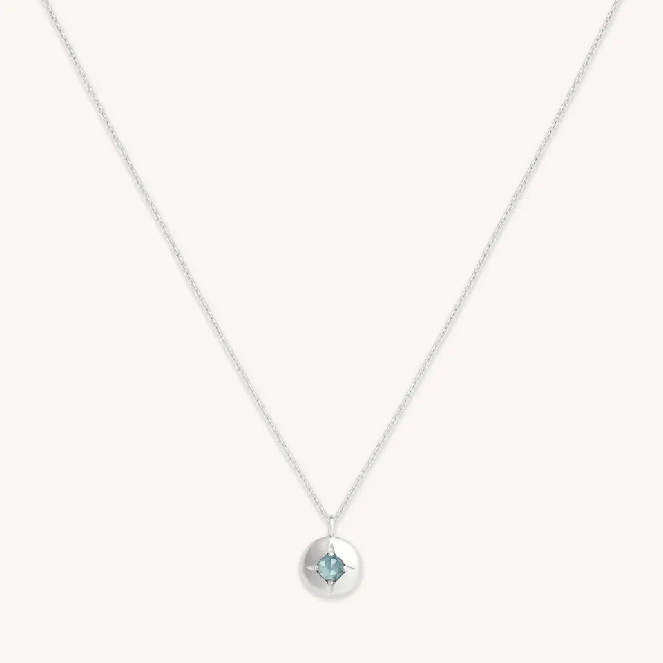 Astrid & Miyu March Aquamarine collier or blanc naissance