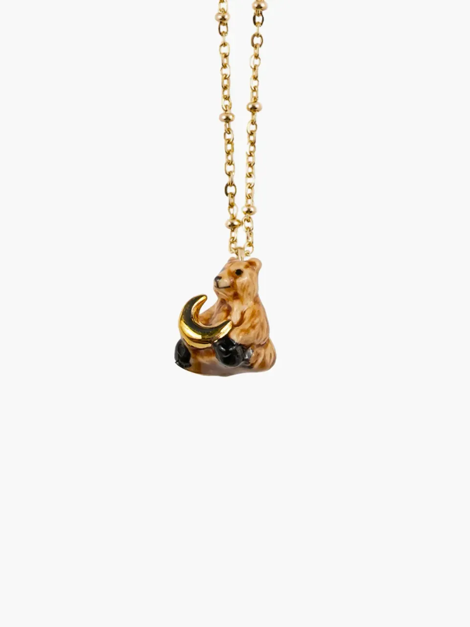 Nach Bijoux Cosmic collier ourson et lune porcelaine