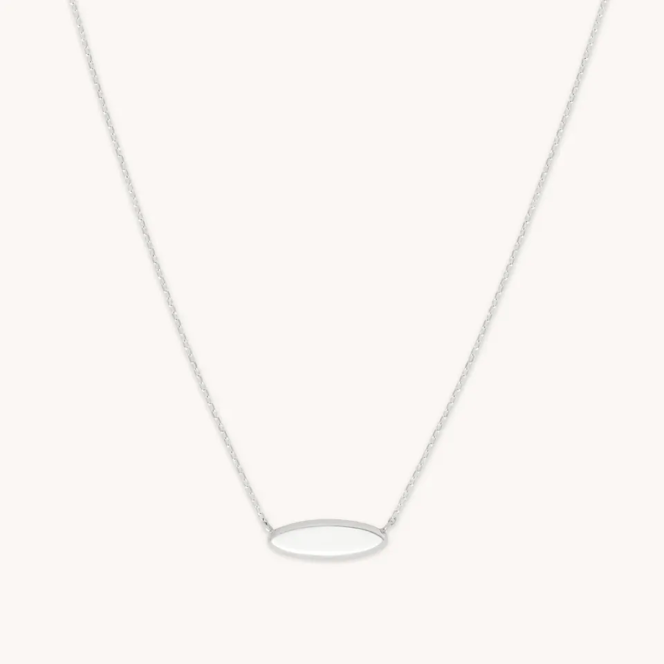 Astrid & Miyu ID Pendant collier plaque or blanc massif