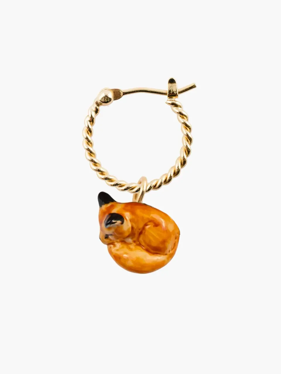 Nach Bijoux mini créole renard endormi porcelaine unité 2,7 cm