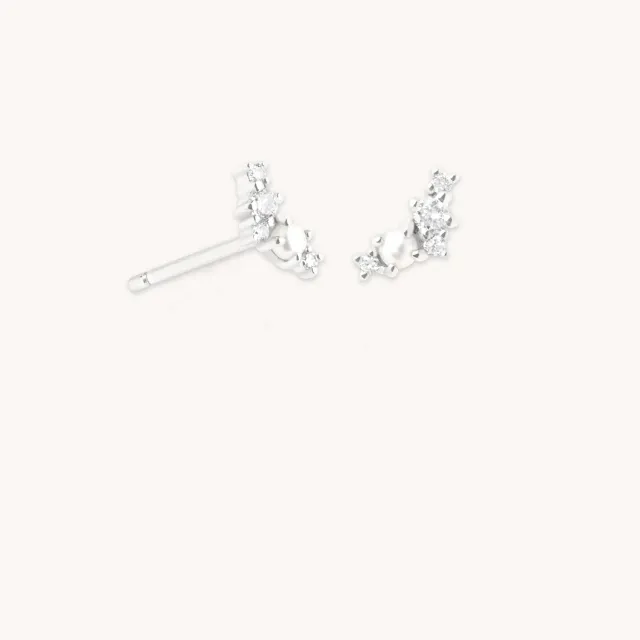 Astrid & Miyu Diamond Pearl clous grimpeurs or blanc massif
