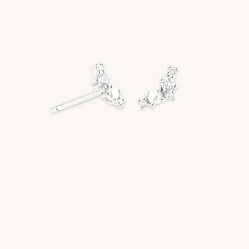 Astrid & Miyu Diamond Pearl clous grimpeurs or blanc massif